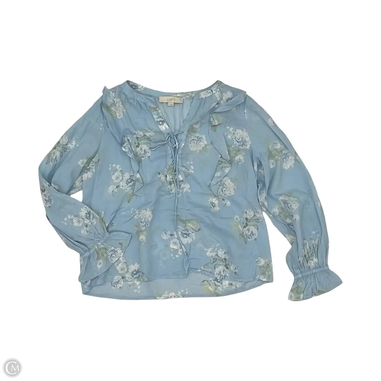 Blouse Long Sleeve By Loft In Blue, Size: M