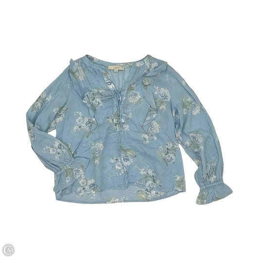 Blouse Long Sleeve By Loft In Blue, Size: M