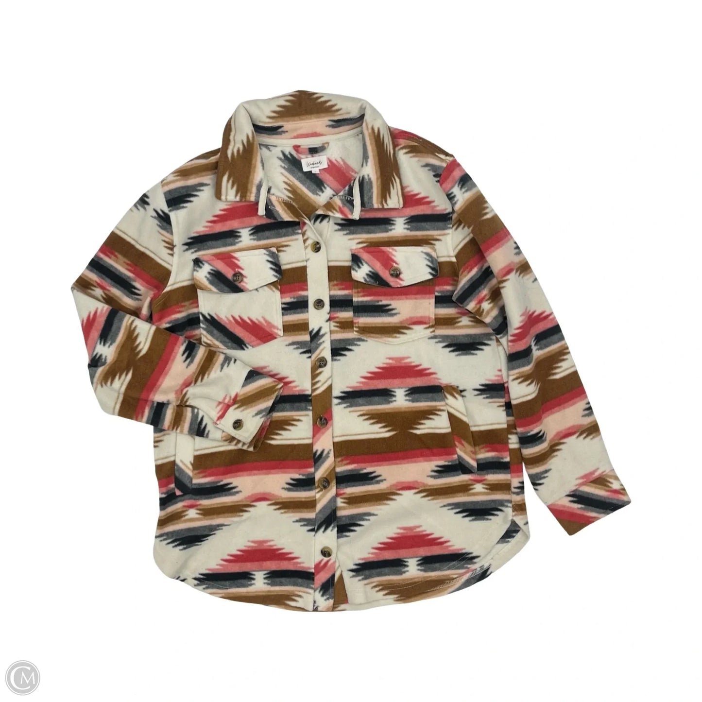 Jacket Shirt By Clothes Mentor In Brown, Size: L