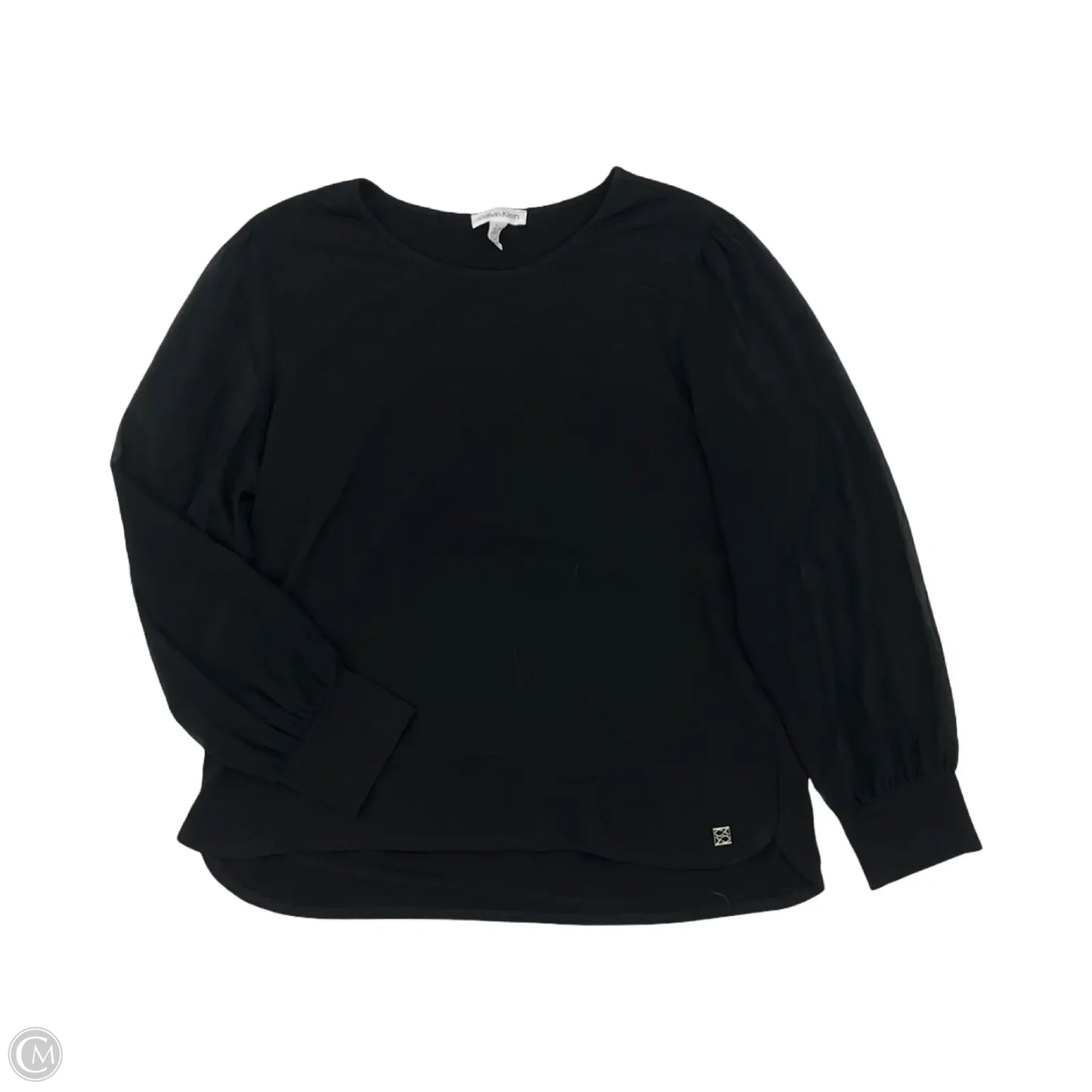 Blouse Long Sleeve By Calvin Klein In Black, Size: L