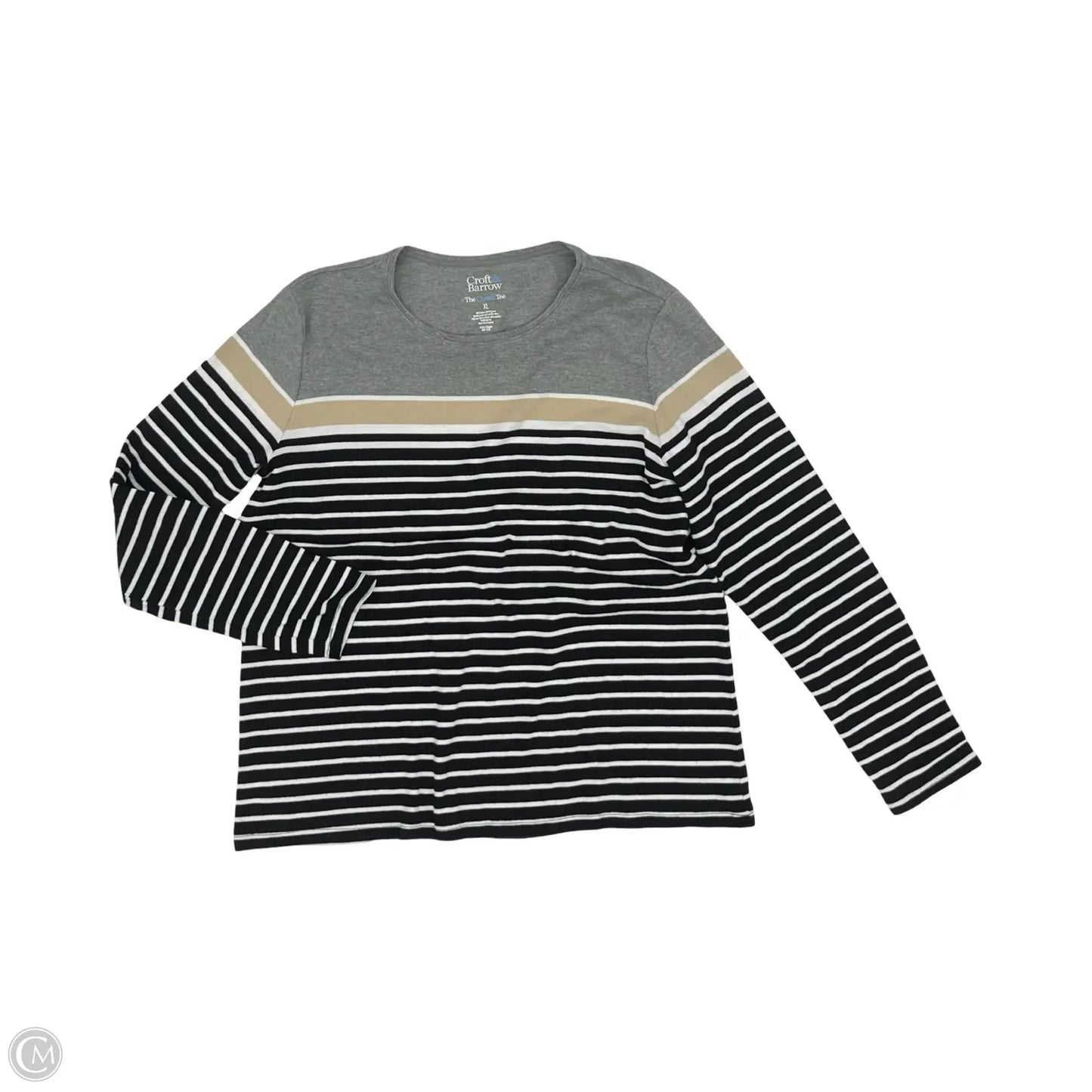 Top Long Sleeve By Croft And Barrow In Black & Grey, Size: Xl