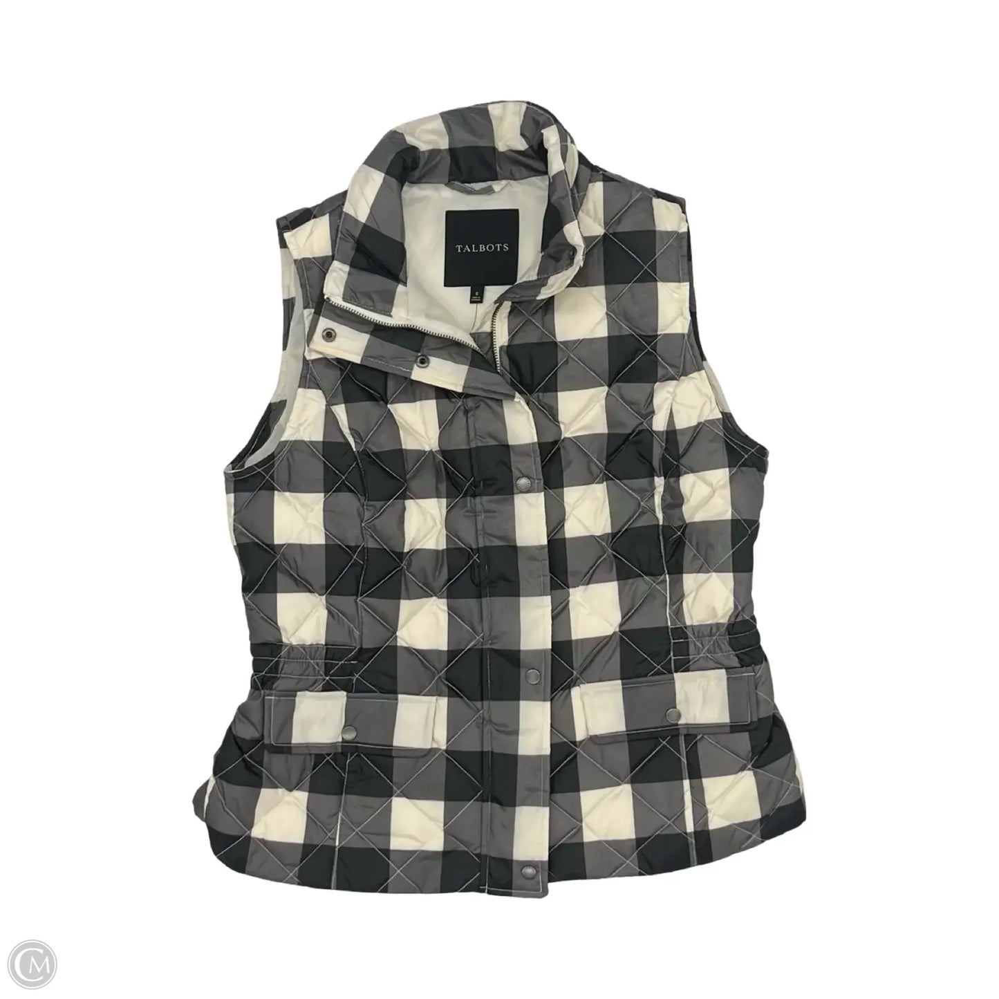 Vest Puffer & Quilted By Talbots In Cream & Grey, Size: S