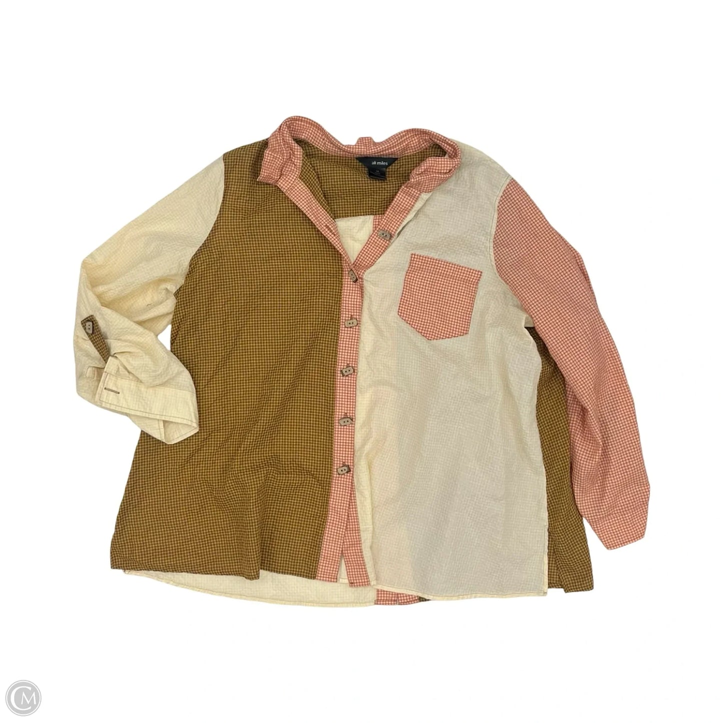 Top Long Sleeve By Ali Miles In Tan, Size: 1x