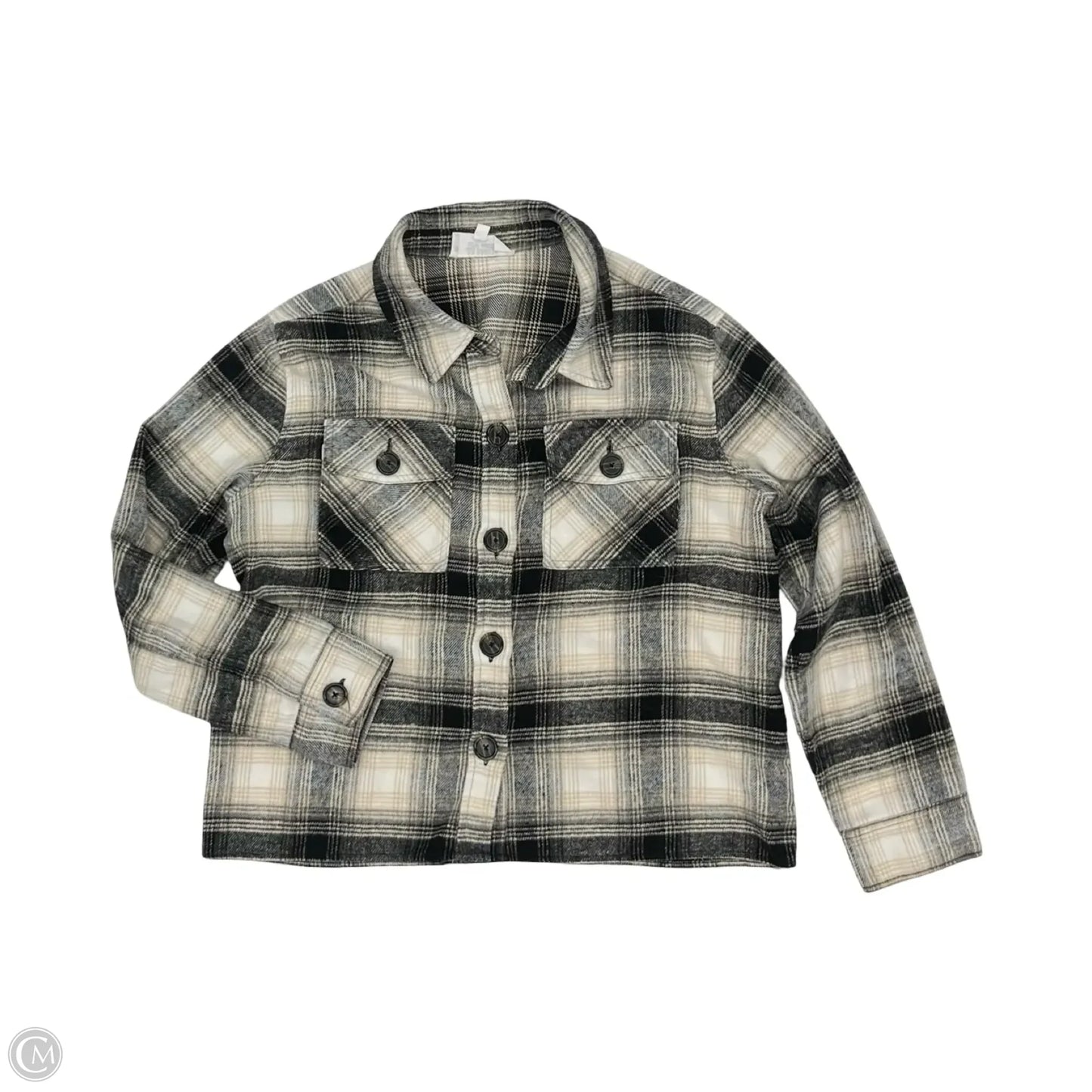 Jacket Shirt By Bb Dakota In Black & Tan, Size: Xxl