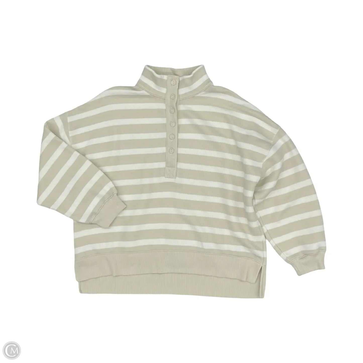 Top Long Sleeve By American Eagle In Cream & White, Size: L
