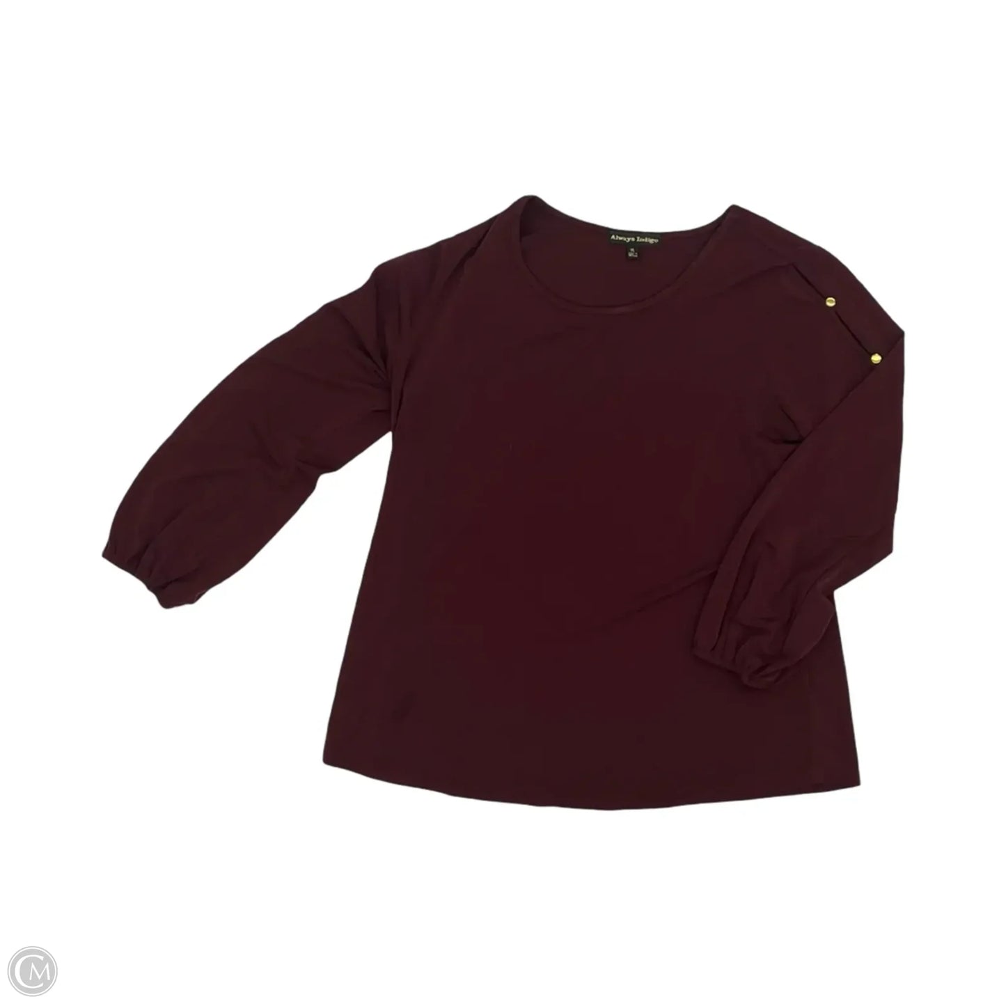 Blouse Long Sleeve By Always Indigo In Maroon, Size: Xl