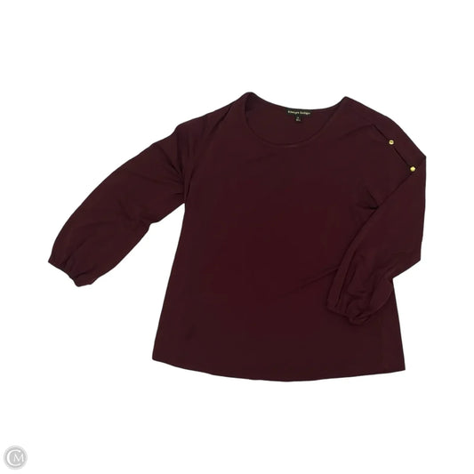 Blouse Long Sleeve By Always Indigo In Maroon, Size: Xl
