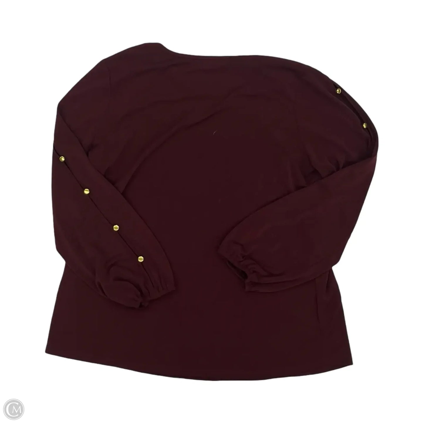 Blouse Long Sleeve By Always Indigo In Maroon, Size: Xl