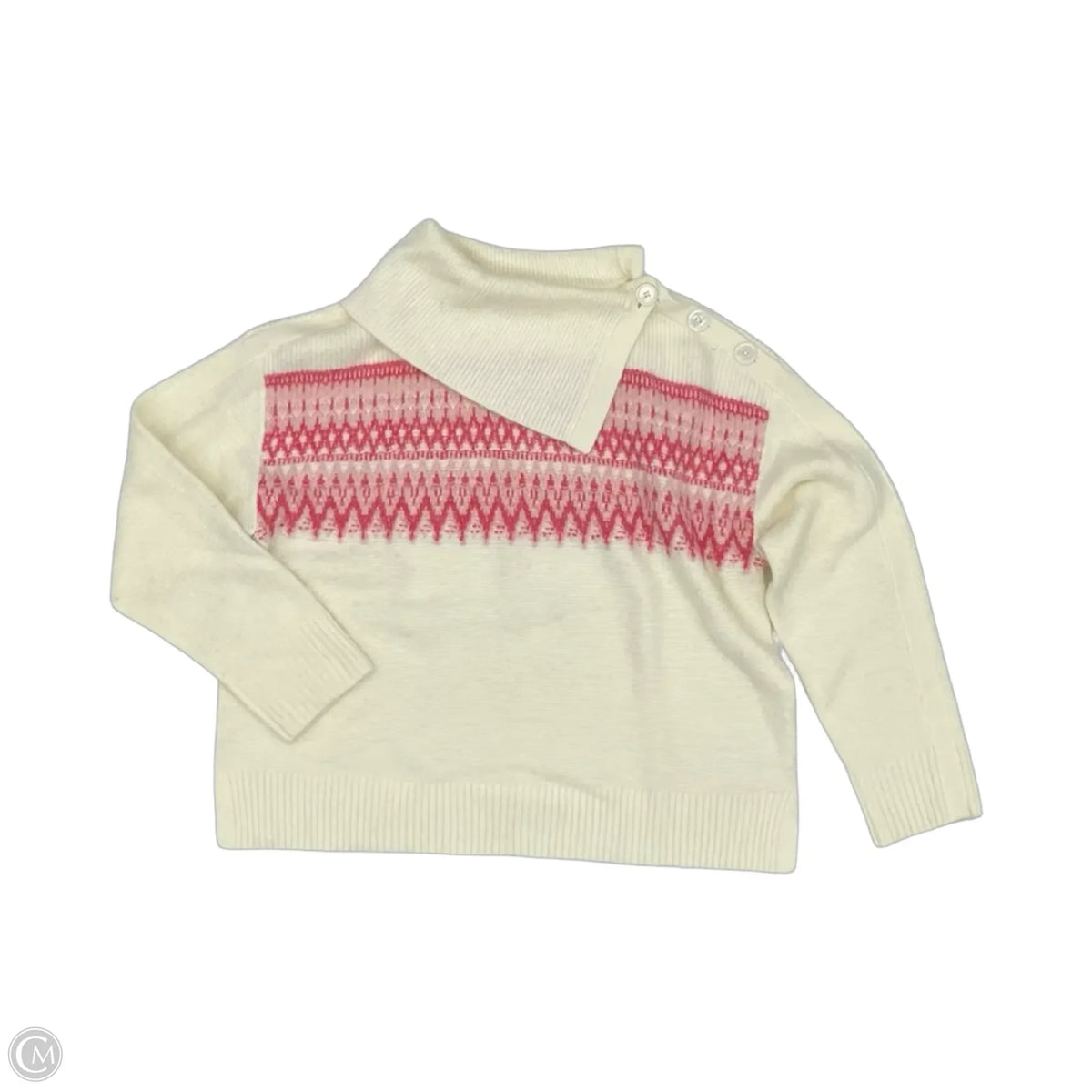 Sweater By Talbots In Pink & White, Size: L