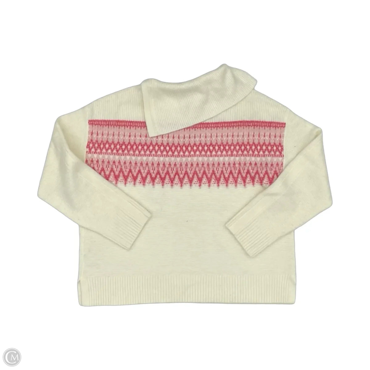 Sweater By Talbots In Pink & White, Size: L