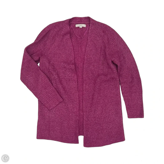 Sweater Cardigan By Loft In Purple, Size: M