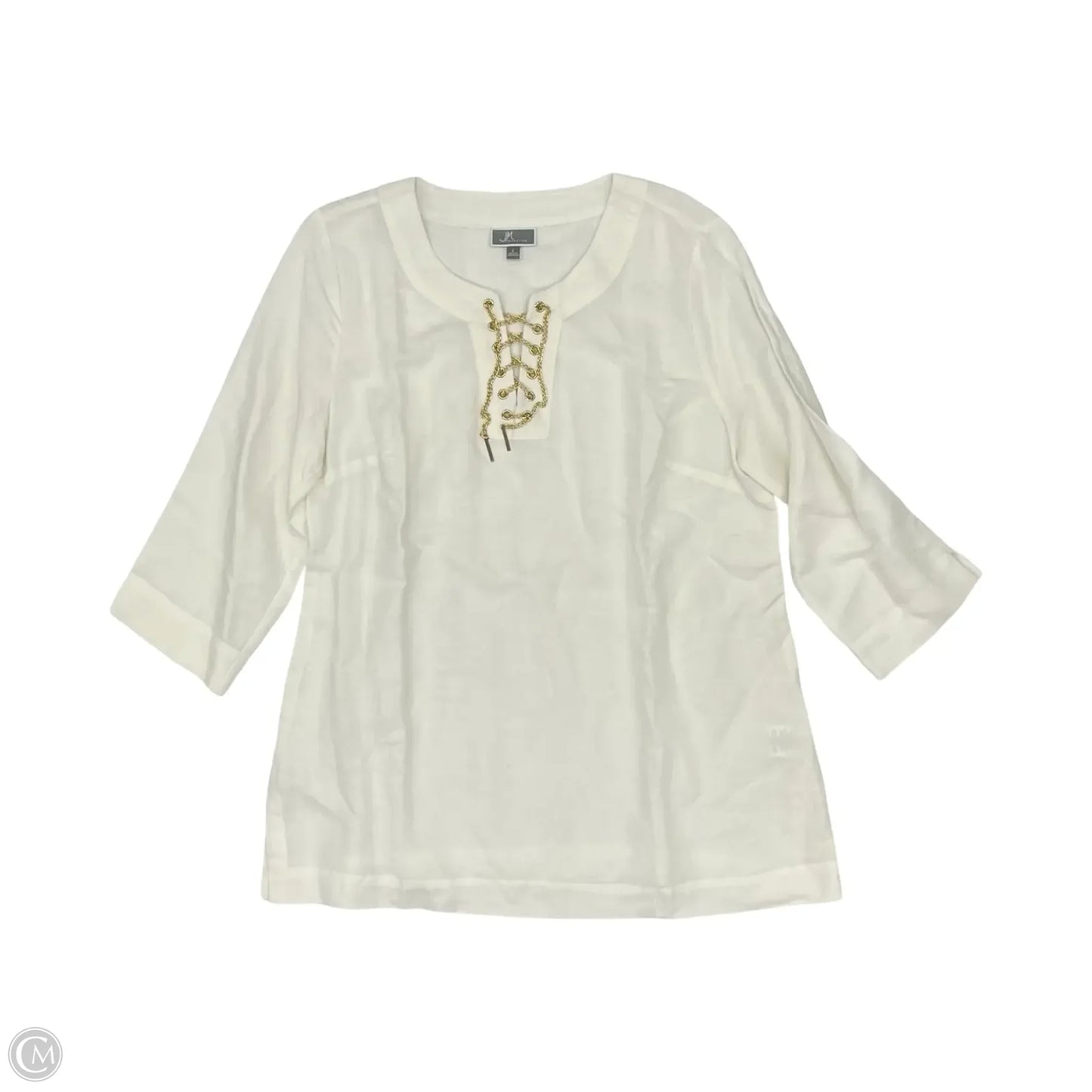 Top Long Sleeve By Jm Collections In White, Size: L
