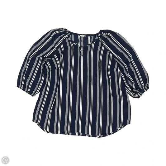 Blouse 3/4 Sleeve By Maurices In Blue & White, Size: 2x