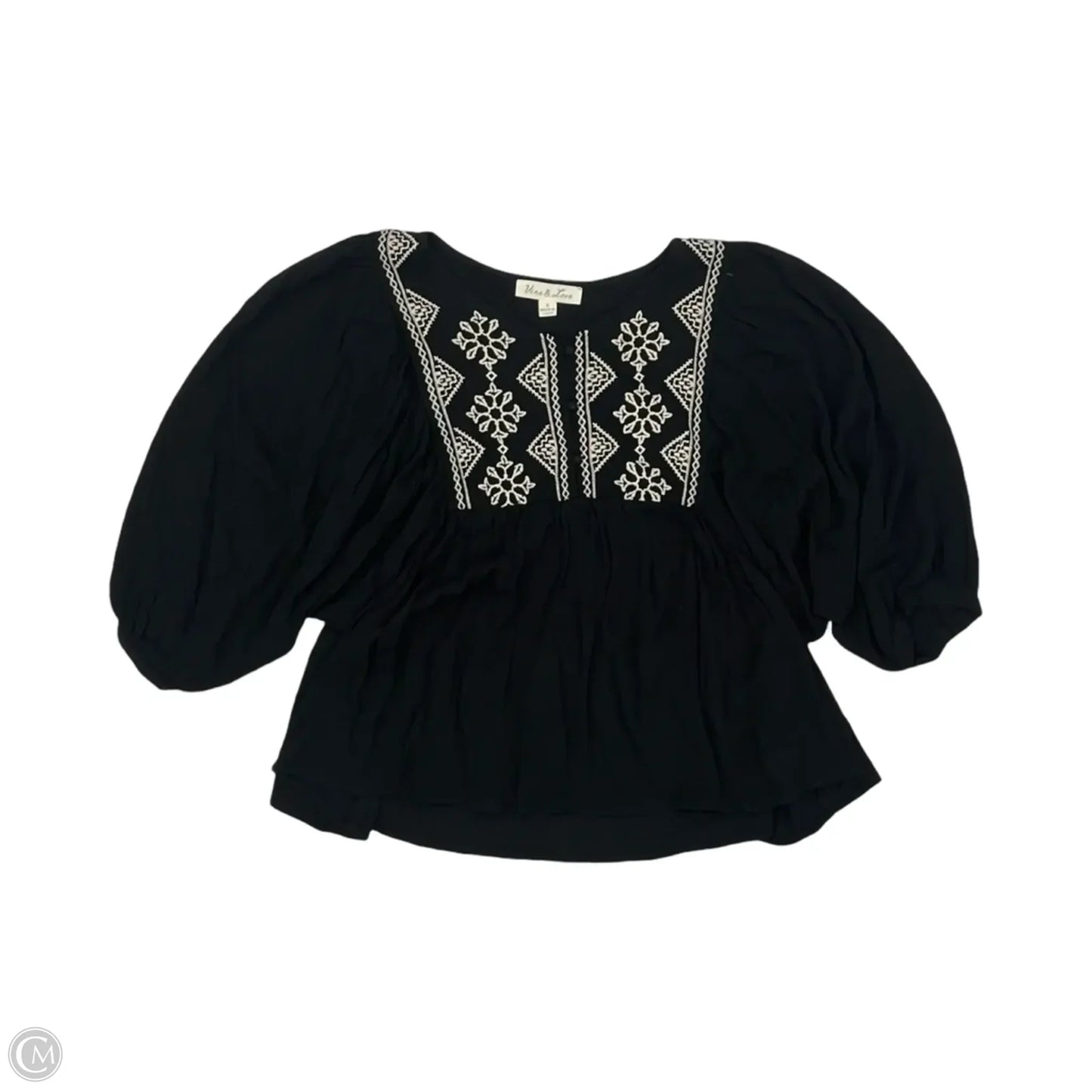 Top Long Sleeve By Vine & Love In Black, Size: S