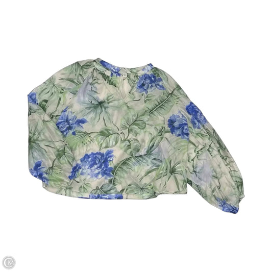 Blouse Long Sleeve By Joie In Blue & Green, Size: M