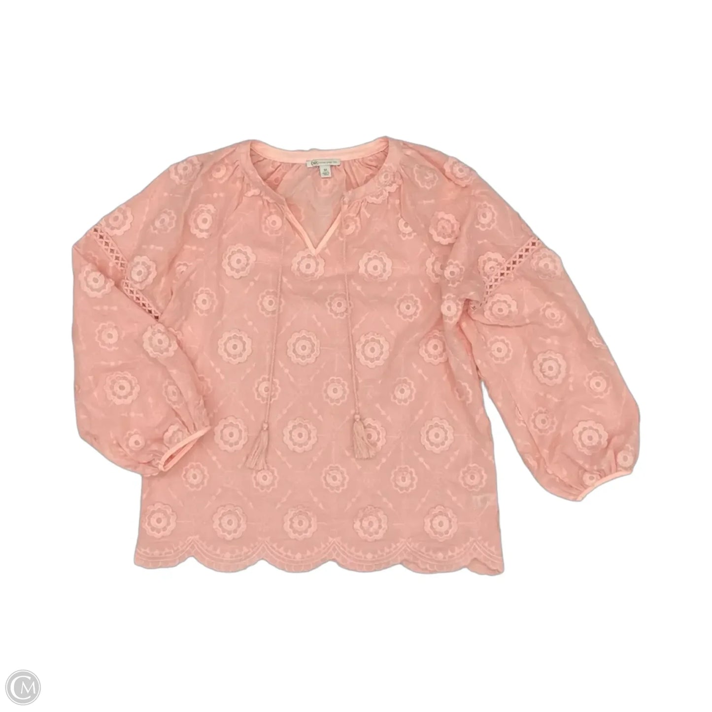 Blouse Long Sleeve By Cato In Pink, Size: M