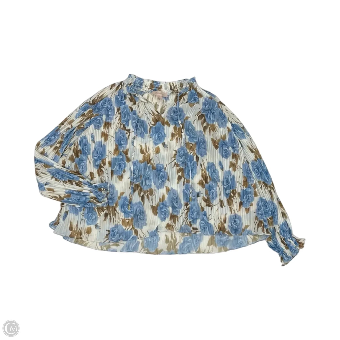 Blouse Long Sleeve By Philosophy In Blue & Brown, Size: M