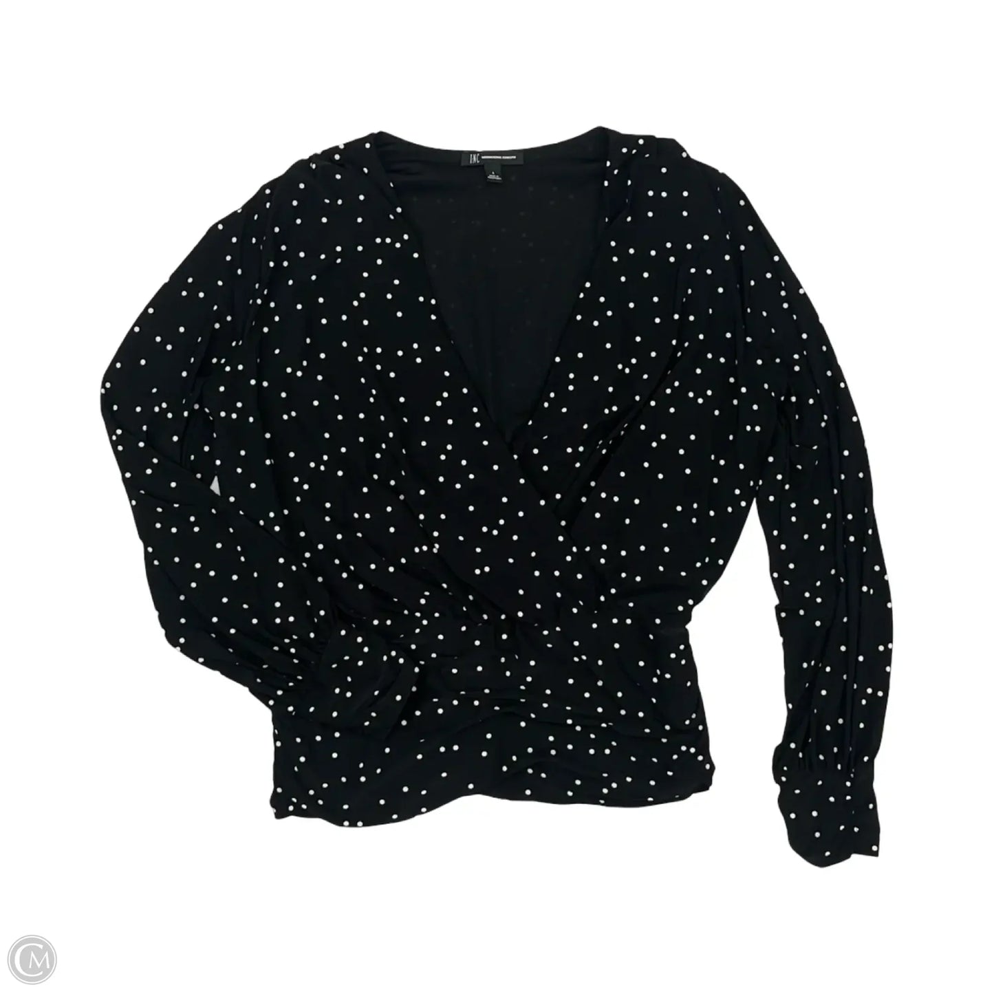 Blouse Long Sleeve By Inc In Black & White, Size: L