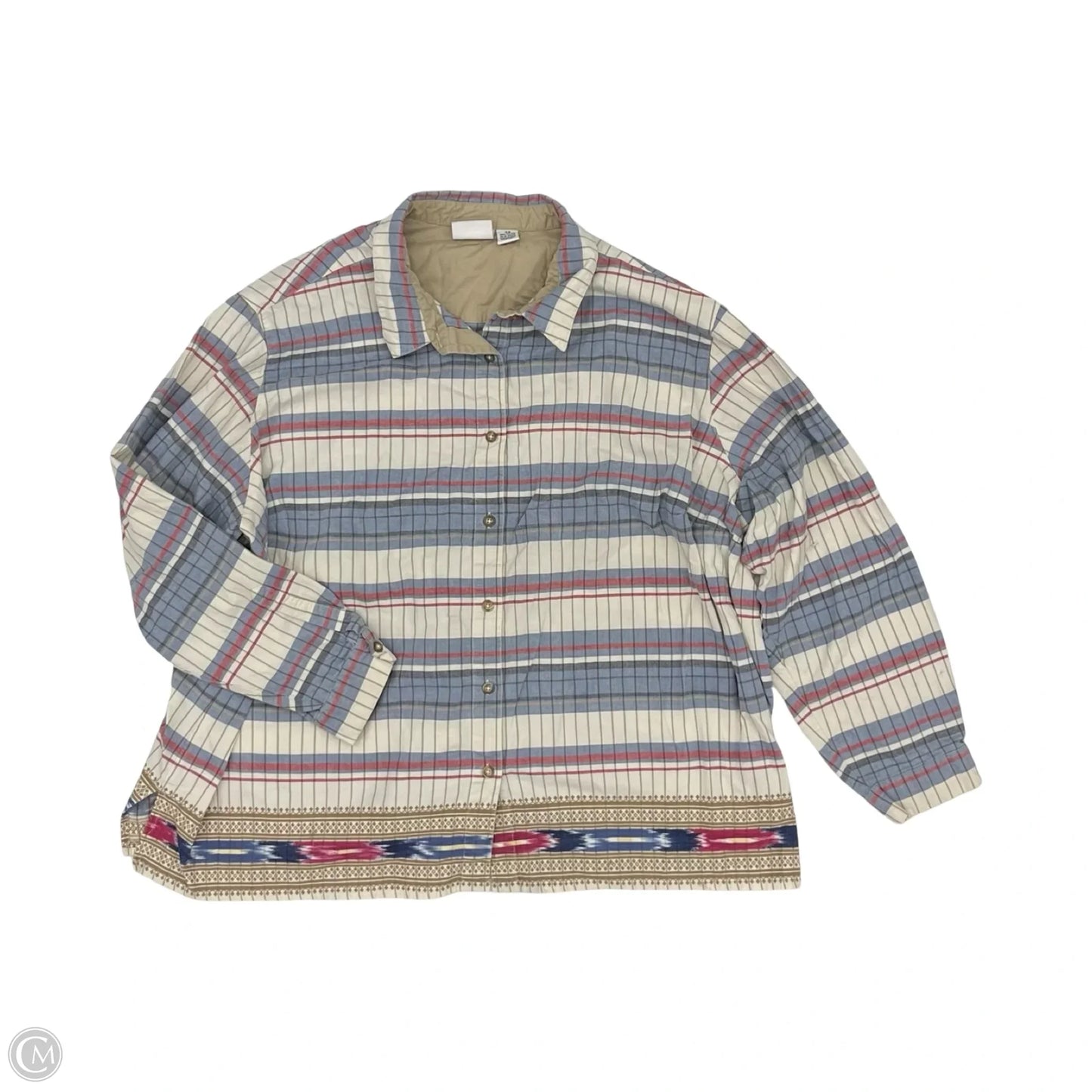 Top Long Sleeve By Cst Sport In Blue & Cream, Size: 5