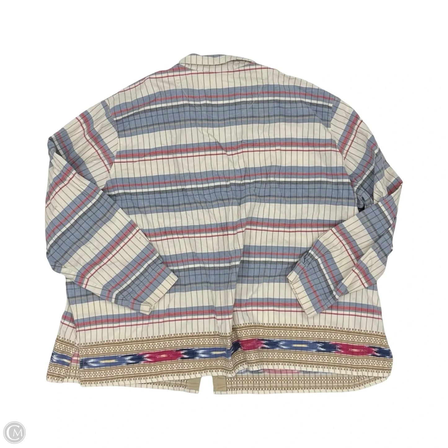 Top Long Sleeve By Cst Sport In Blue & Cream, Size: 5