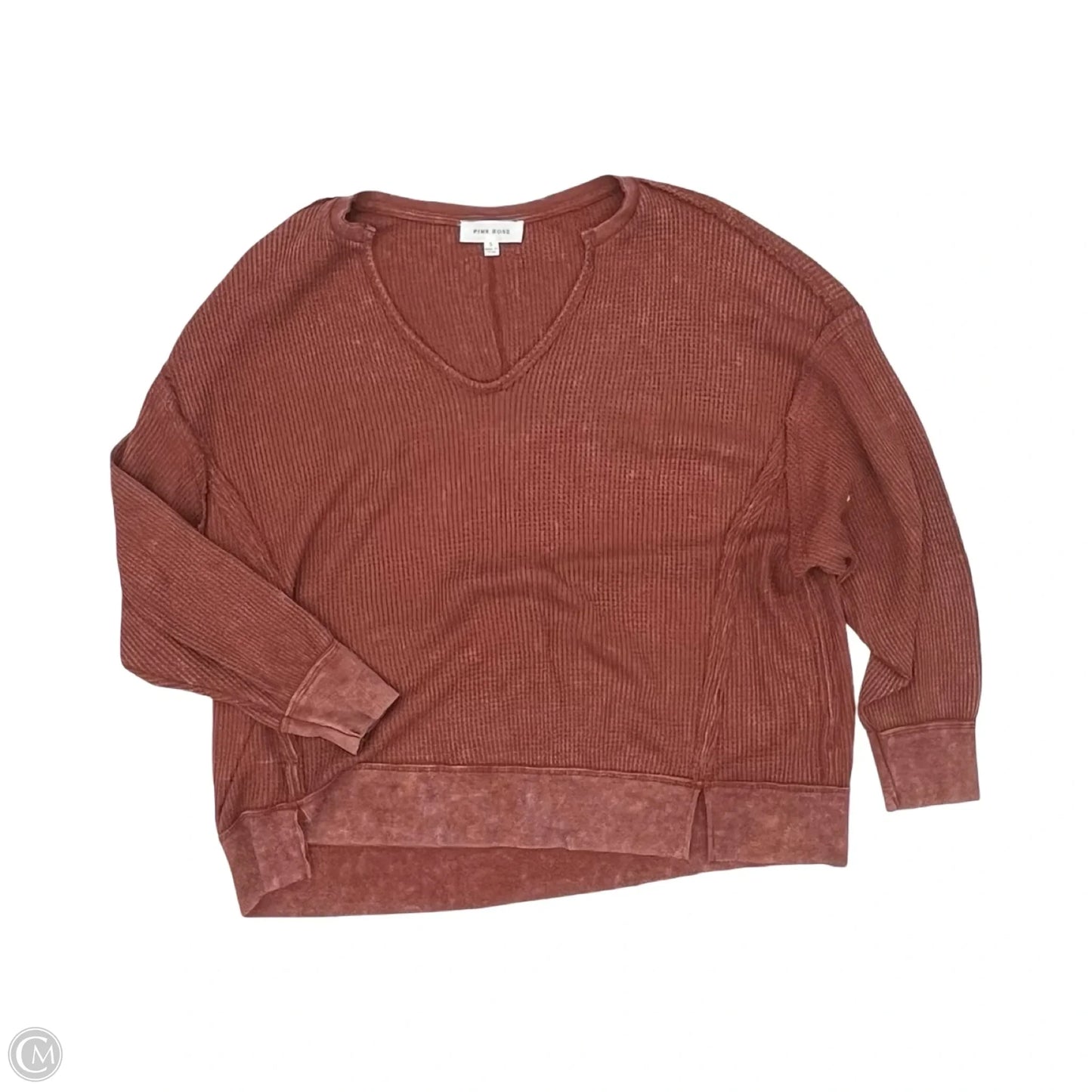 Top Long Sleeve By Pink Rose In Brown, Size: L