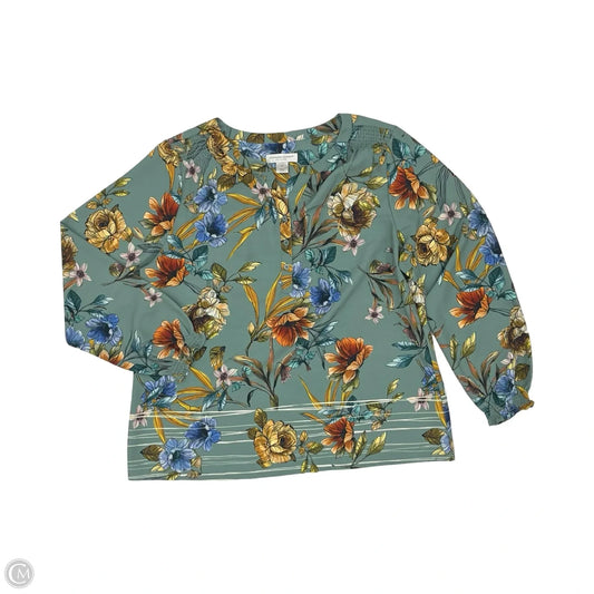 Blouse Long Sleeve By Christopher And Banks In Green, Size: Lp