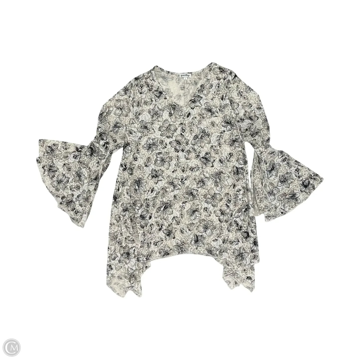 Blouse Long Sleeve By Clothes Mentor In Black & Tan, Size: L