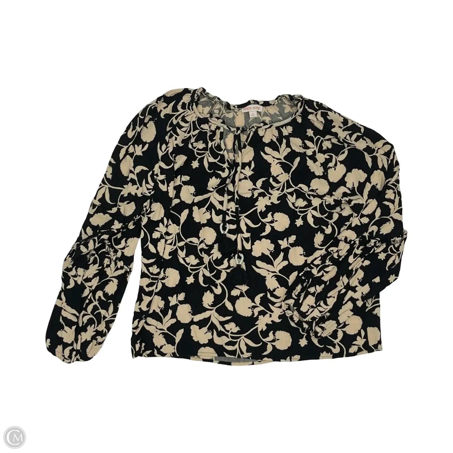 Blouse Long Sleeve By Knox Rose In Black & Tan, Size: M