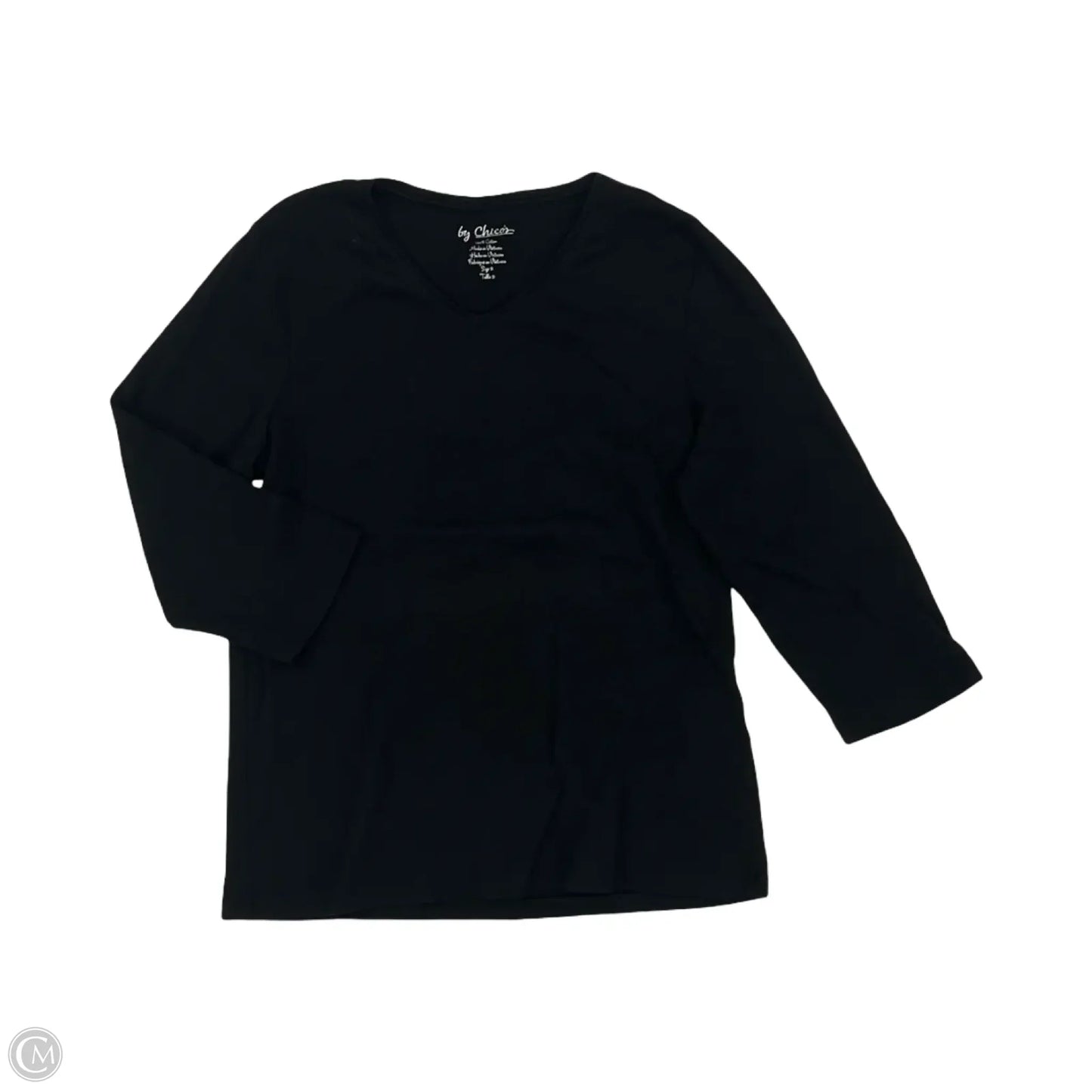 Top 3/4 Sleeve By Chicos In Black, Size: L