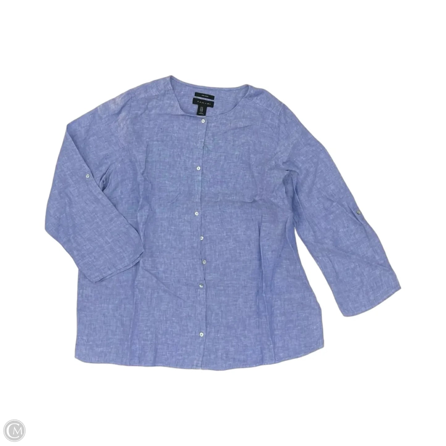 Top Long Sleeve By Tahari In Blue, Size: 1x