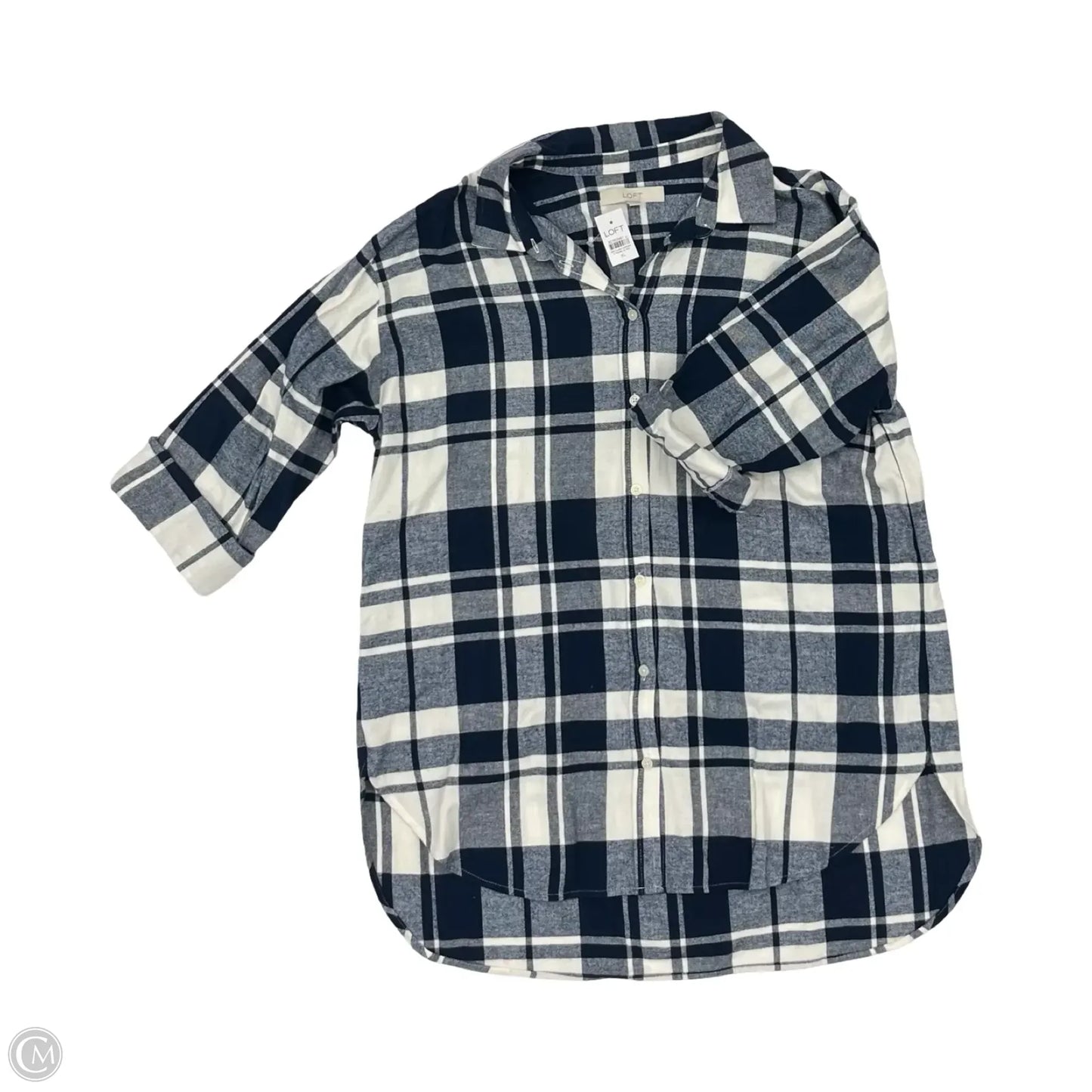 Top Long Sleeve By Loft In Blue & White, Size: Xl