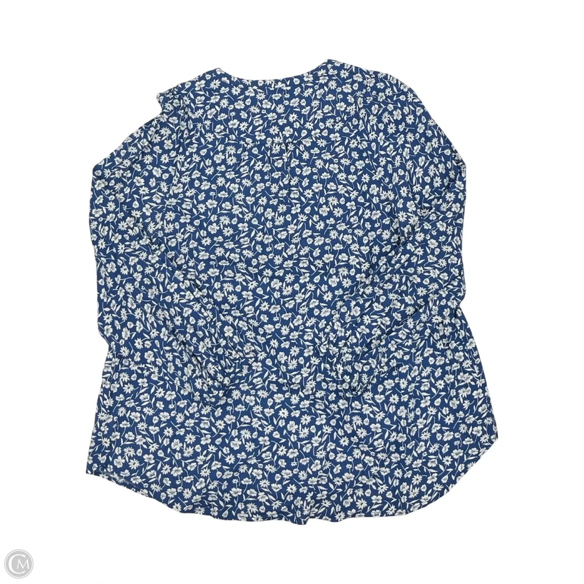 Blouse Long Sleeve By Old Navy In Blue & White, Size: L