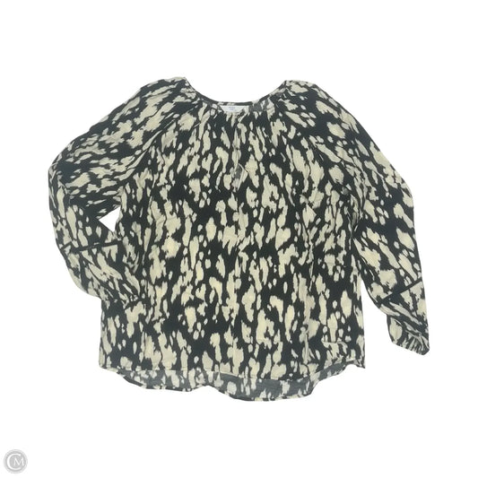 Blouse Long Sleeve By Time And Tru In Black & Cream, Size: M