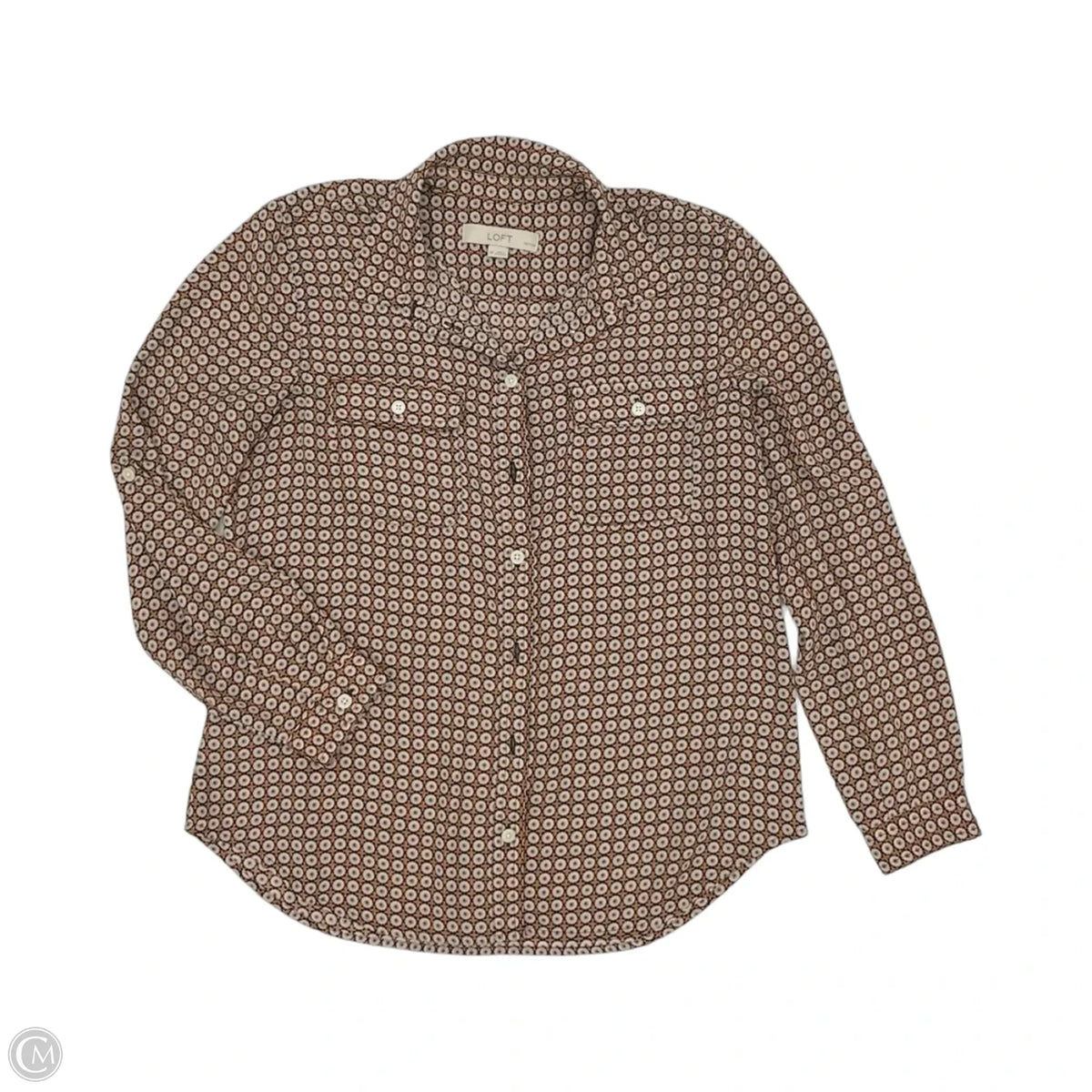 Blouse Long Sleeve By Loft In Brown, Size: Mp