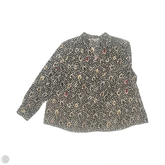 Blouse Long Sleeve By Nic + Zoe In Black & Tan, Size: 2x