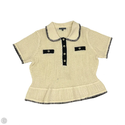 Sweater Short Sleeve By Adrianna Papell In Cream, Size: Xl