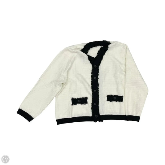 Sweater Cardigan By Adrianna Papell In Black & White, Size: Xl