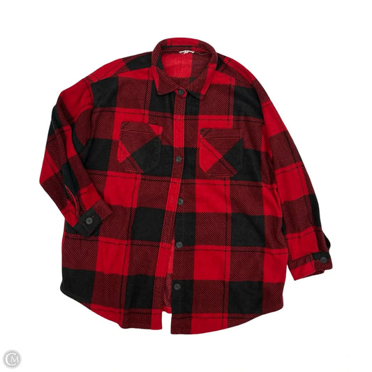Jacket Shirt By Maurices In Black & Red, Size: 1x