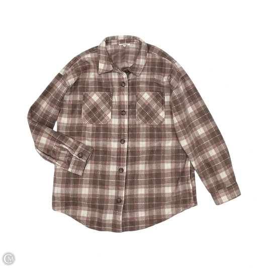 Jacket Shirt By Maurices In Brown & Pink, Size: L