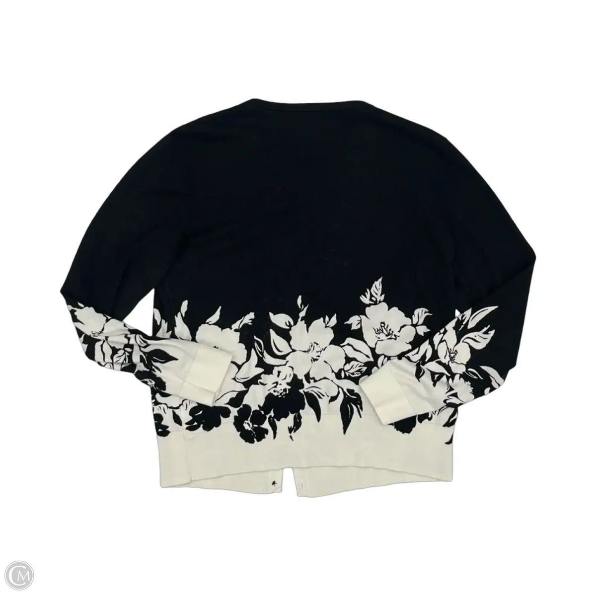 Sweater Cardigan By Talbots In Black & White, Size: Lp