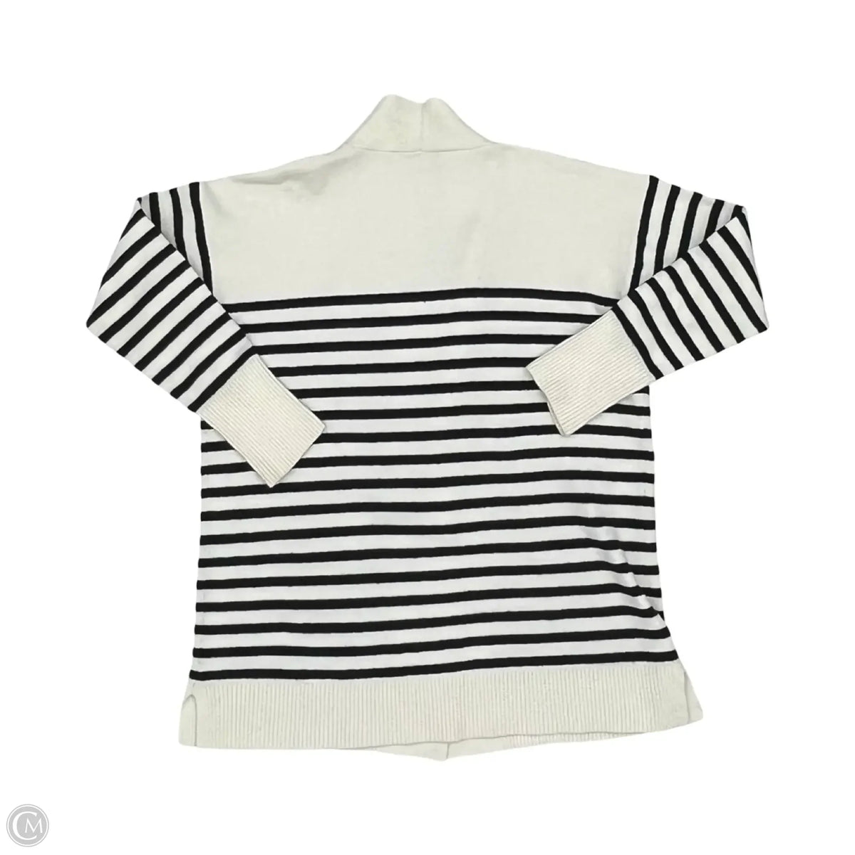 Sweater Cardigan By Loft In Blue & White, Size: S