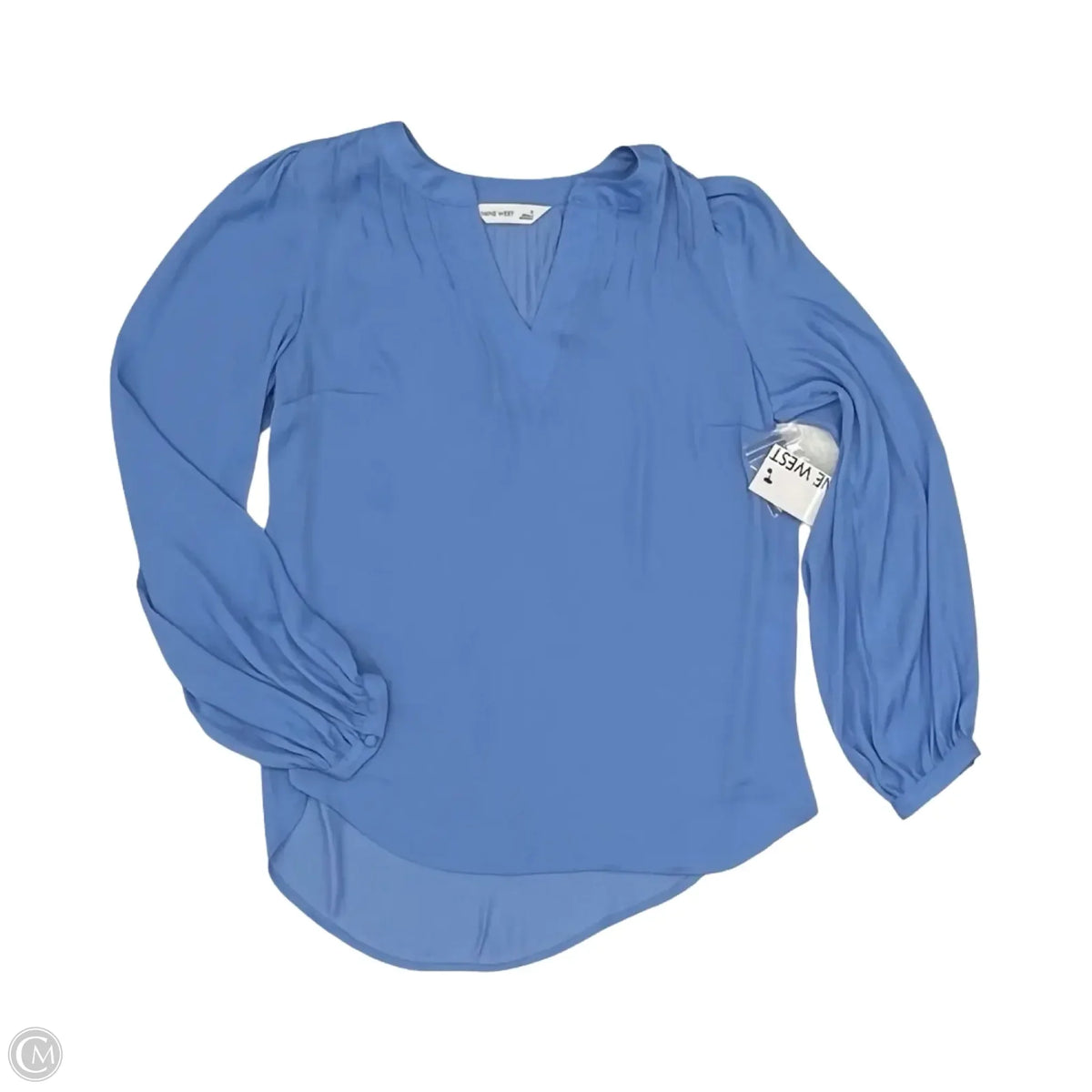Blouse Long Sleeve By Nine West In Blue, Size: S