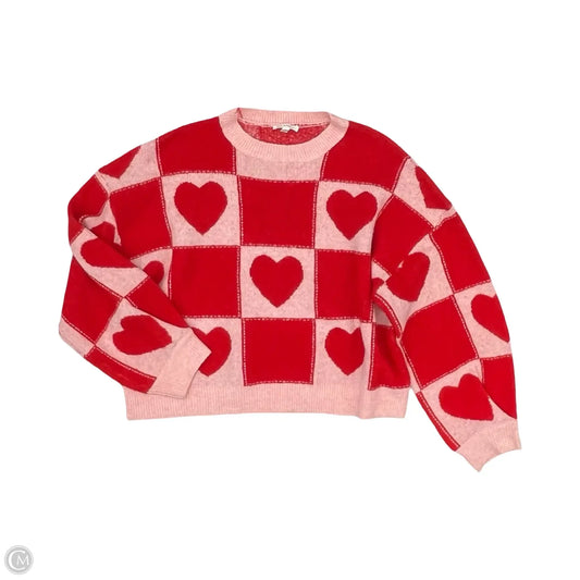 Sweater By Blu Pepper In Pink & Red, Size: L