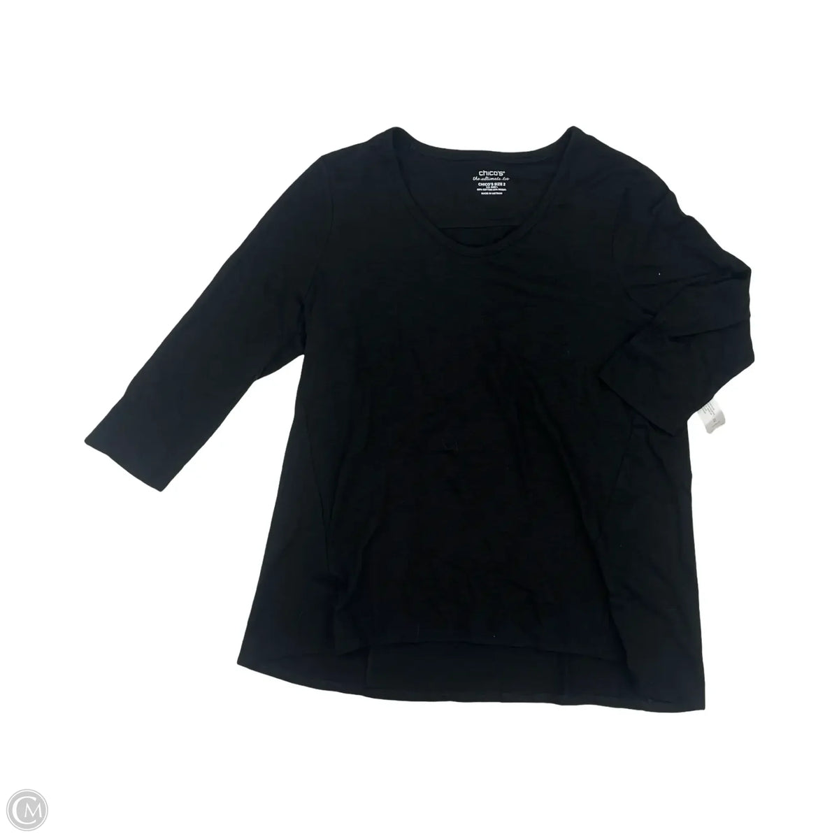 Top 3/4 Sleeve By Chicos In Black, Size: L