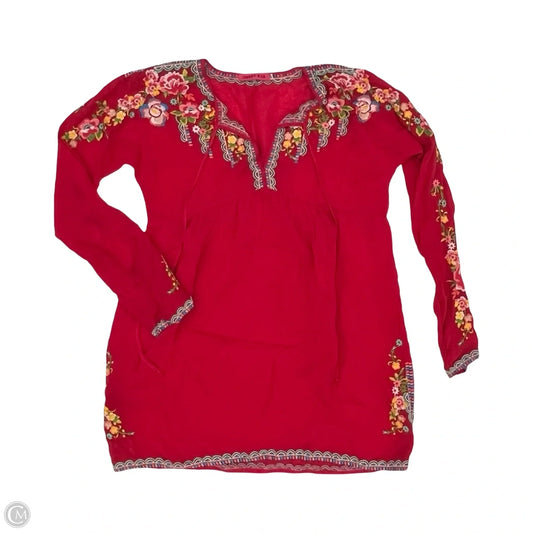 Blouse Long Sleeve By Johnny Was In Red, Size: Xs