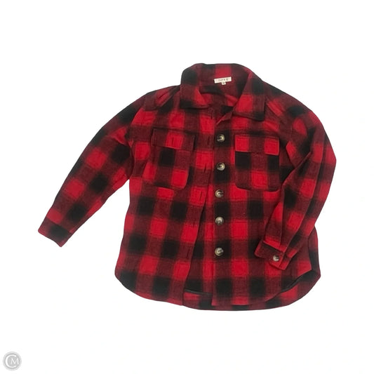 Jacket Shirt By Clothes Mentor In Black & Red, Size: M