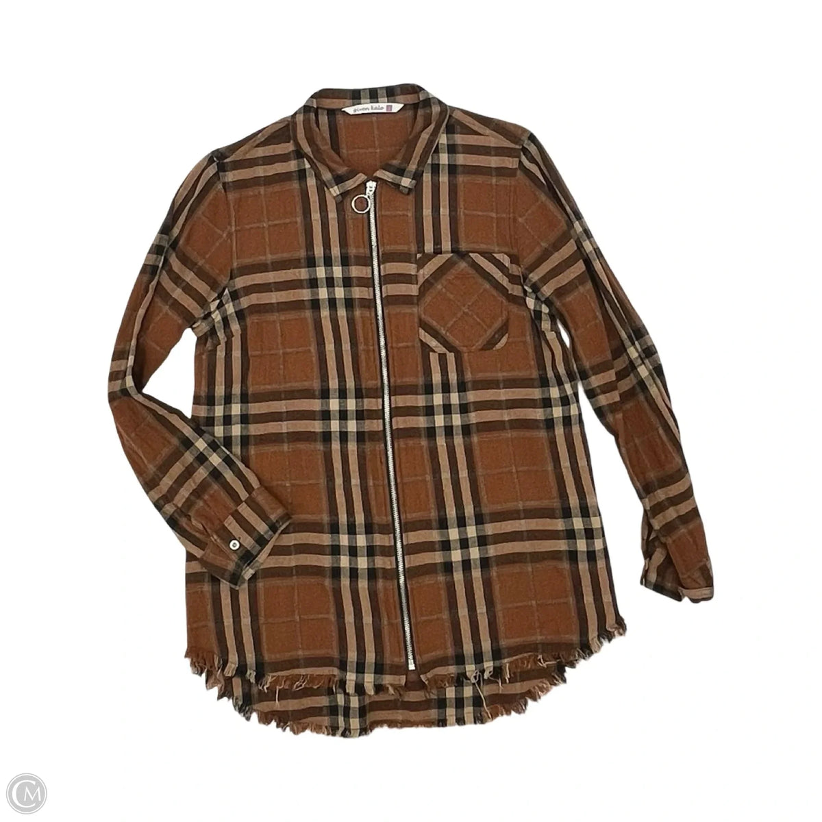 Jacket Shirt By Given Kale In Black & Brown, Size: S