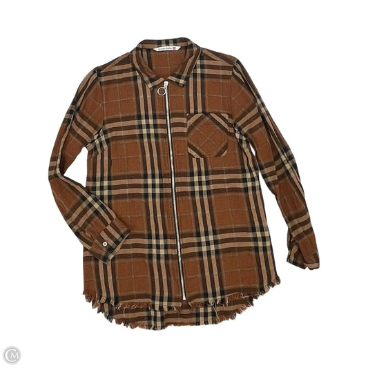 Jacket Shirt By Given Kale In Black & Brown, Size: S