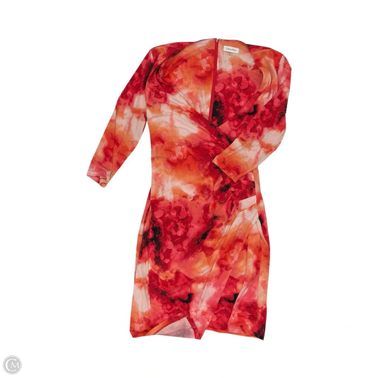 Dress Party Short By Calvin Klein In Orange & Pink, Size: 14