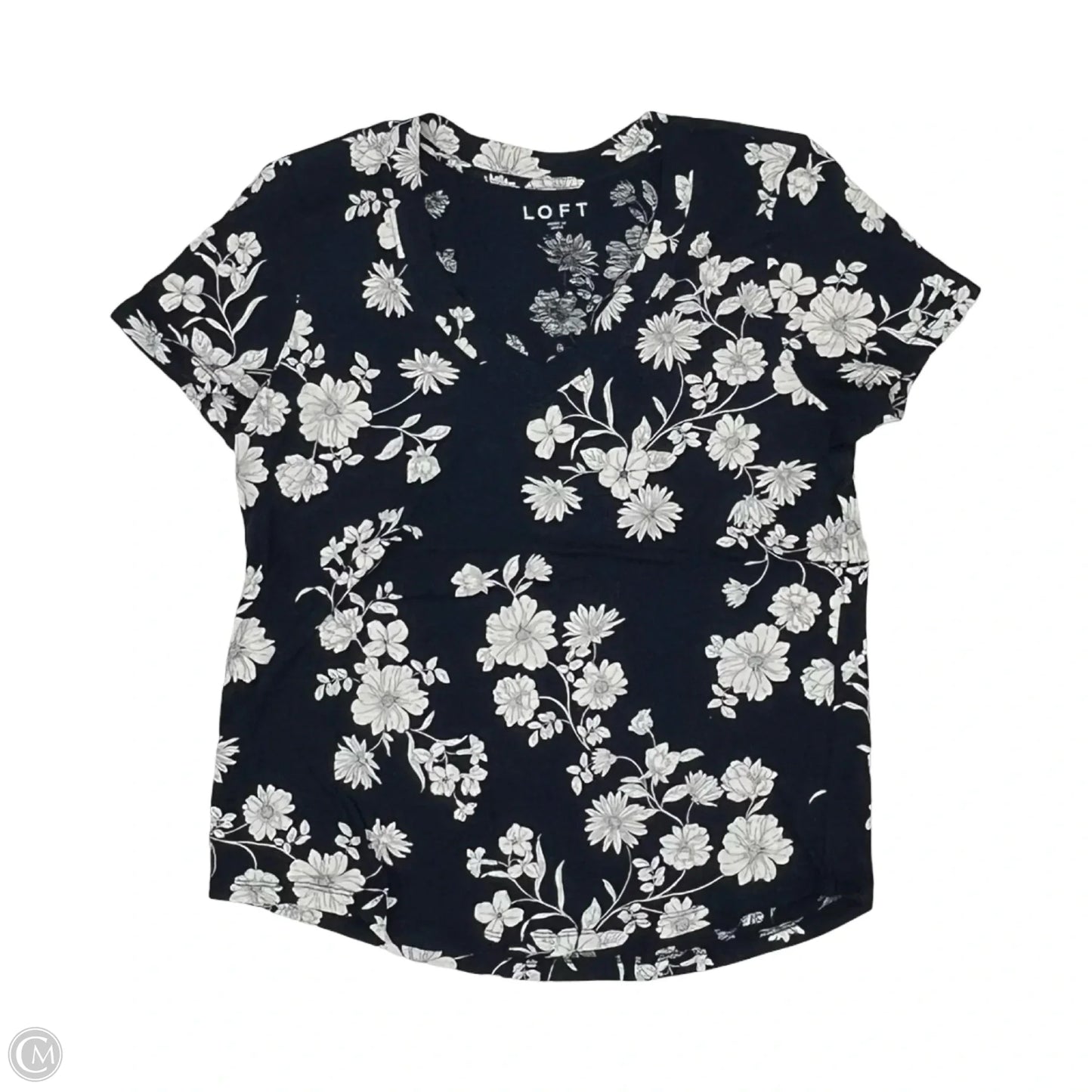 Top Short Sleeve By Loft In Blue & White, Size: S